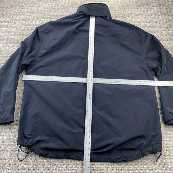 Vintage CHAPS Ralph Lauren Windbreaker Jacket Men Large L Navy Blue Stow Hoodie - Picture 9 of 11